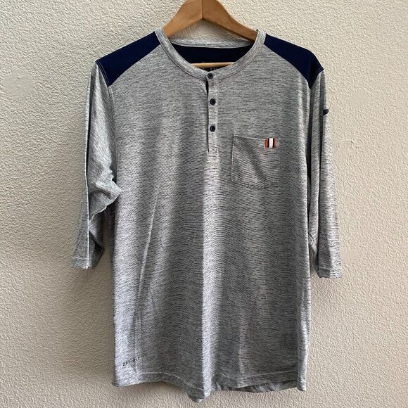 Denver Broncos Football Nike DRI-FIT Gray/Navy Performance Henley Shirt Large - Picture 1 of 6
